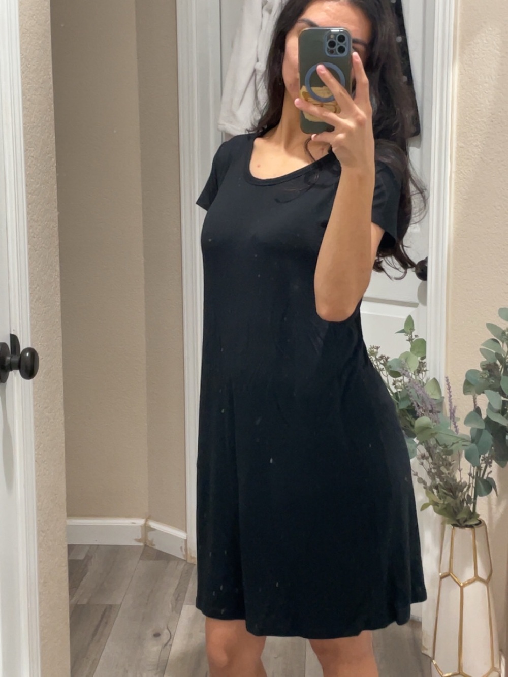 Gilligan & O'Malley Black Short Sleeve sleep Dress